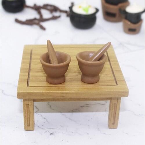 1/12 Dollhouse Ceramic Mortar And Pestle Set Garlic Spices Crusher Grinder