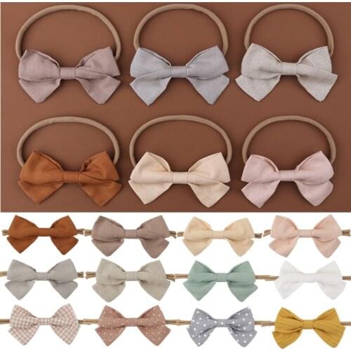 1pc Cotton Newborn Baby Elastic Headband Linen Bow Knot Stretchy Soft Hair Band Toddler Kids Girls Decorative Hair Accessories