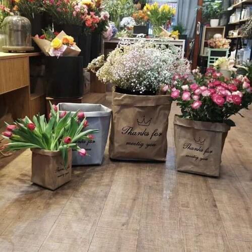 1pcs Ins Kraft Paper Bag Imported Tear-Proof Washable Buggy Bag Creative Flower Pot Plant Decoration