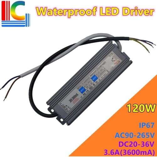 120W IP67 Waterproof Power Supply DC 20-36V 3.6A 3600MA LED Driver adapter 110V 220V AC ot DC Lighting Transformer Floodlight CE