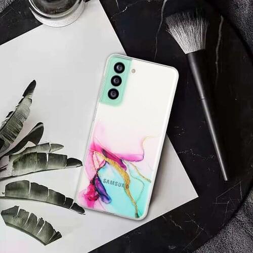 30pcs/lot Colorful Watercolor Marble Clear Phone Case For Samsung S21FE S21Plus Ultra A02S A02 A12 a32 A52 A72 A22 A82 5G TPU