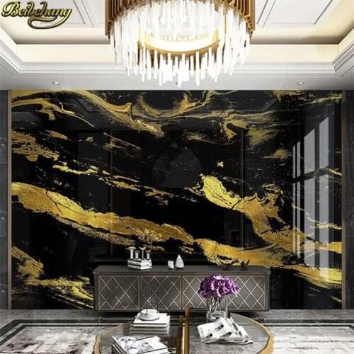 Beibehang 3d wallpaper Custom wallpaper mural luxury black gold hotel front desk gold foil golden marble background wall
