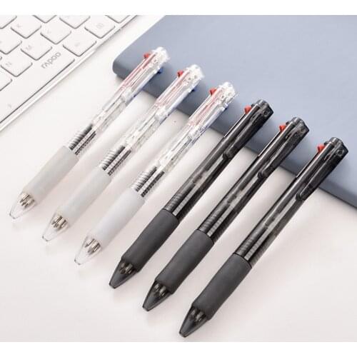5pcs simple four-color ballpoint pen, 0.7mm push-button stationery multifunctional ballpoint pen, office student marker