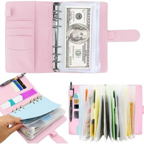 A6 1 Set Practical Stickers Leaves Budgets Binder Faux Leather Budgets Binder Monthly Planner for Meetings