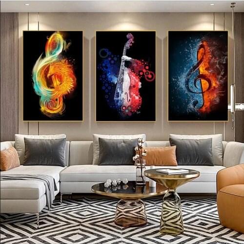 Abstract Animal Phoenix Reborn Music Notes Canvas Painting Wall Art Picture Creative Poster and Print for Living Room Decoration