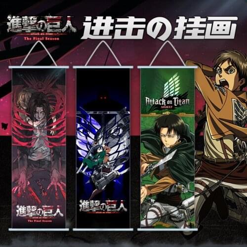 Anime Attack on Titan Hang Painting Cartoon Mikasa Ackerman Eren Yeager Poster Wall Picture Toy Scroll Home Decoration Gift