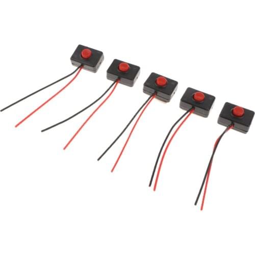 5 Pieces 12V-24V Car Horn Momentary Self Reset Push Button Switch with 2 Wire