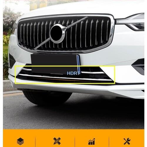Shiny silver mirror surface car front grill net trims decoration for volvo xc60 2017 2018 2019 2020 2021 4pcs accessories auto
