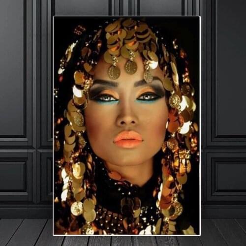 Bling Gold Makeup Woman Canvas Paintings Home Wall Art Posters and Prints Wall Pictures for Living Room Home Wall Cuadros Decor