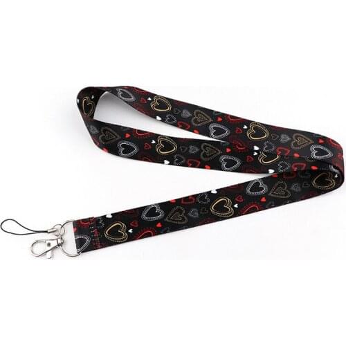 Lovely Heart Shaped Love Lanyard Keys Phone Holder Funny Neck Strap With Keyring ID Card DIY Animal webbings ribbons Hang Rope