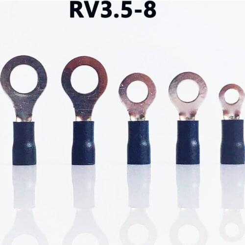 RV3.5-8 BLACK color Ring insulated terminal suit 2.5-4mm2 Cable Wire Connector cable Crimp Terminal 100PCS/Pack free shipping