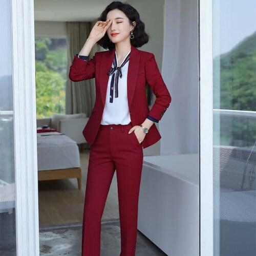 Ladies suit autumn and winter new fashion temperament elegant professional wear wild trousers womens suit two-piece suit