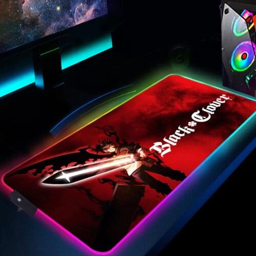 Black clover Mouse Pad Custom LED Light RGB Keyboard XL Desk mat Esports games Colorful Surface Computer Gamer mini pc Mousepad