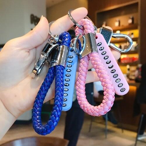 Creative Cute Multifunctional Number Plate Key Chain Trend Leather Keychain Couple Car Bag Pendant Accessory Key Ring Gifts