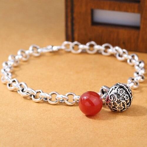 Miuoxion Creative Retro Bell Red Agate Bracelet Personality Fashion Jewelry For Women Feature Namour Charm Gift All Seasons
