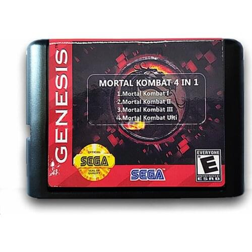 Mortal Kombat 4 in 1 with Saving Function 16 bit Game Cartridge for Sega for MegaDrive Genesis PAL and NTSC Video Console