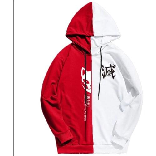 Anime Demon Slayer Mens Sportswear Hoodies Fashion Sweatshirt Kpop Men Clothing Print Casual Double Color Clothes Plus size