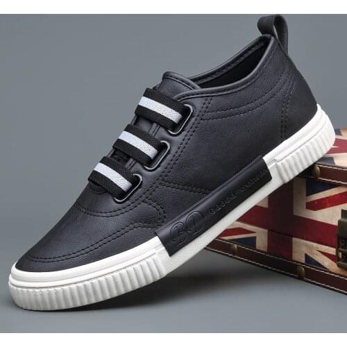 2020 New Mens Vulcanize Sneaker Shoes Elastic Black Slip On Sewing Flat British Fashion Men Leisure Loafers M9206