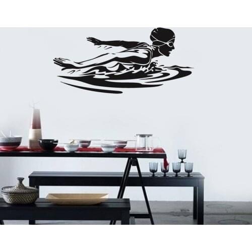 Swimming Wall Decal Female Swimmer Girls Woman Water Sport Vinyl Wall Stickers Swimming Pool Mural Waterproof Decor S786