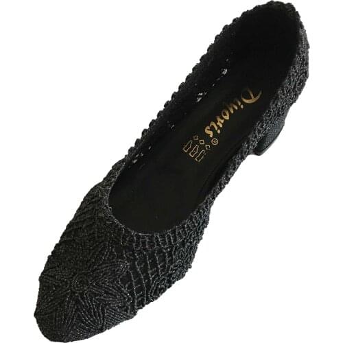 New season knitting summer breathable sweating fragrance do that casual short heels womens shoe heels