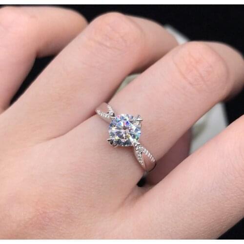 0.5Ct 5.0mm D Color Moissanite Engagement Ring AU585 14K White Gold Ring Luxury Quality Wedding Jewelry