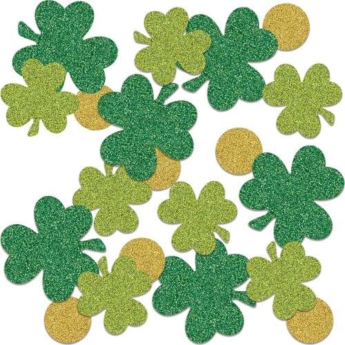 Omilut 100pcs Clover Confetti Happy St Patricks Day Decoration Irish National Day Supplies Decor St Patricks Day Disposable Set