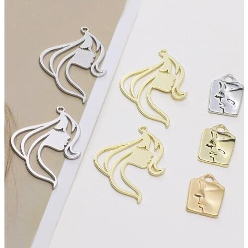 Wholesale 40pcs/lot Exaggerated hollow face/Long-haired girls shape alloy floating locket charms diy jewelry earring accessory