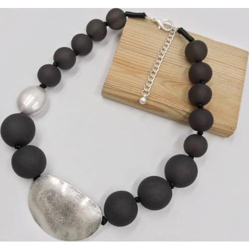 Kara&Kale Boho Fashion Jewelry Chokers Necklaces Black Resin Stone Beads Alloy Vintage Collares Short Necklace Women Accessories