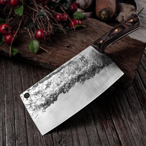 Totally Handmade Kirtchen Knife 5Cr15 Stainless Steel Forged Knife Wenge 58HRC Chopping Slicing Chef Knives Chinese Kitchen Tool