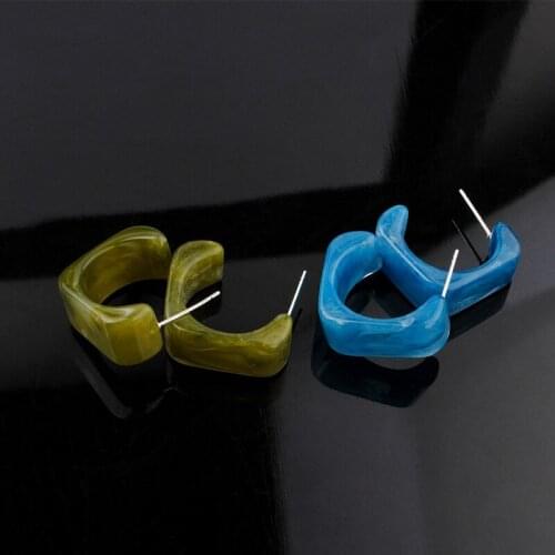 TIMEONLY Simple C Shape Arcylic Hoop Earring for Women No Pierced Ears Cahrm Earring Personality Accessories Street Style