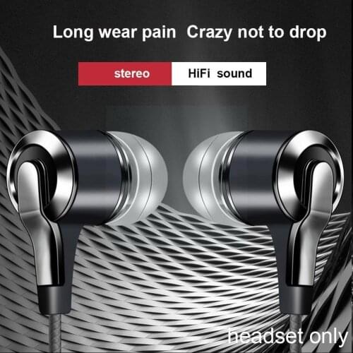 Wired Headphones 3.5mm In-Ear Stereo Earbuds Built-in Bass Headphones Wired Stereo Microphone Headset Earphones L4V7