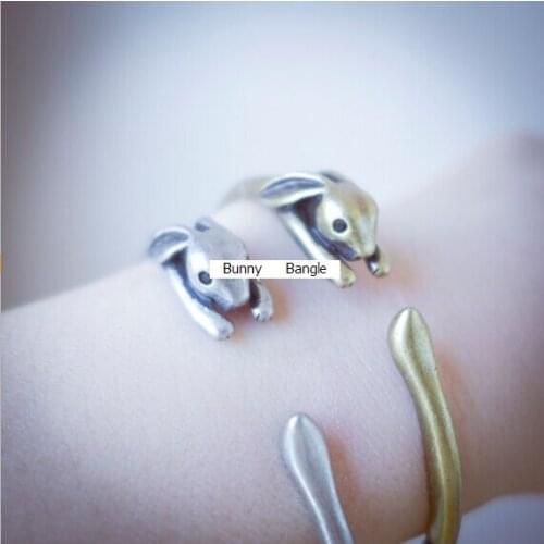 Factory Direct sale---Adjustable Vintage Bunny Bangle Animal Rabbit Bangle