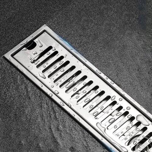 Rectangular Linear Shower Floor Drain Long Linear Drainage Channel Drain for Hotel Bathroom Kitchen Floor 20cm