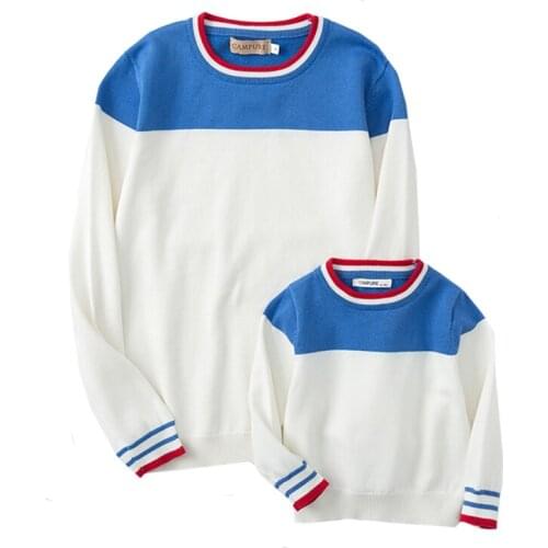 Parent-child Outfits Family Look Stripe Sweaters Family Matching Clothes Mother Daughter Son Baby Boys Girls Warm Winter Coats