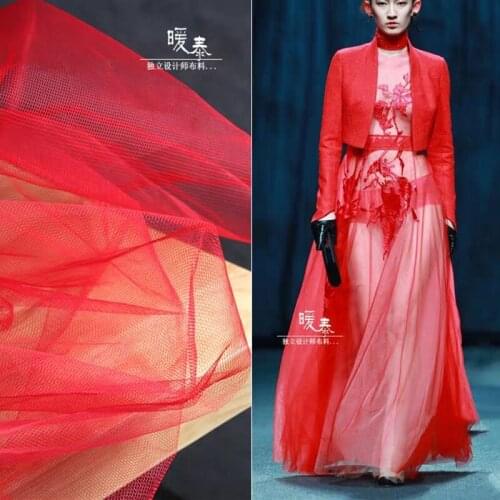 Hexagon Mesh Red Tulle Fabric For DIY Patchwork Veil Party Decor Fluffy Skirt Sewing Wedding Dress Designer Fabric