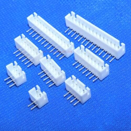 50pcs/LOT XH2.54 male right angle material Connector Leads pin Header 2.54mm XH-AW 2P 3P 4P 5P 6P 7P 8P 9P 10P 11P 12P 13P 14P