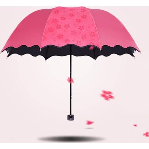 Folding Umbrella Bloom Flower in Rain Water Windproof Sunshade for Outdoor Sports Anti-UV Parasol NIN668