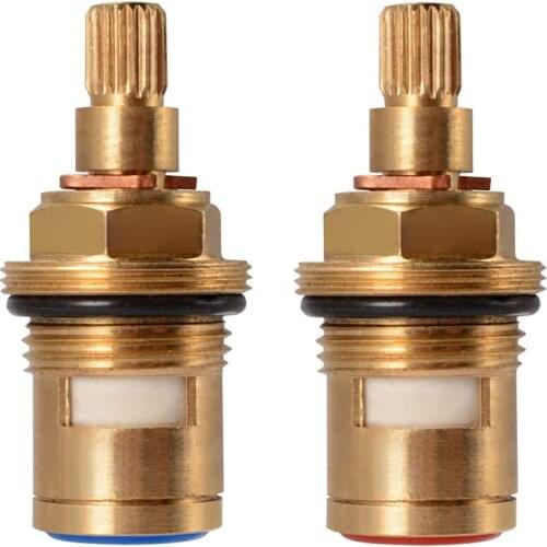 1 pair Replacement Brass Ceramic Stem Disc Cartridge Faucet Valve Quarter Turn G1/2" for Bathroom Kitchen Tap HS920