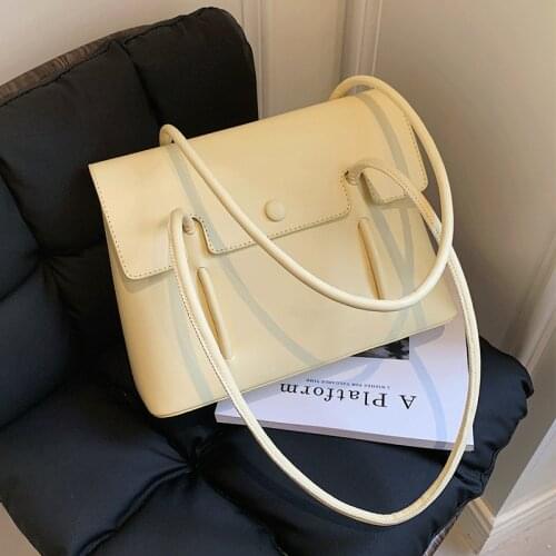 Casual Fashion Tote Bags Women Leather Handbags Vintage Shoulder Bags Ladies Designer Brand Flap Bag Sac A Main Solid Color New