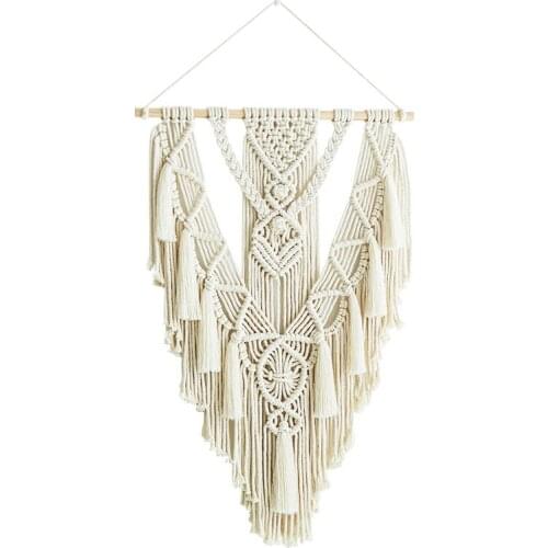 Woven tapestry diy Nordic bedroom living room wall hanging wall decoration dried flower hanging basket Macrame hand-knitted