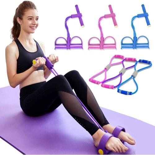 Fitness Resistance Bands Exercise Equipment Elastic Sit Up Pull Rope Gym Workout Bands Sport Training 4 Tube Pedal Ankle Puller