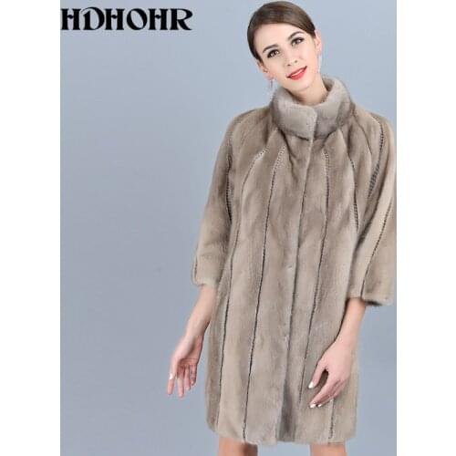HDHOHR 2020 High Quality Natural Mink Fur Coats For Women Outwear Park With Fur For Female Warm Vest Winter Real Mink Fur Jacket