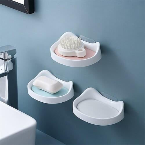 1PC Cat Soap Box Rack Suction Cup Wall-mounted Soap Holder Drainer Bathroom Shower Supplies Dish Storage Plate Tray Case