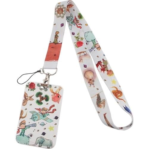 1pc ZF2485 White Prince And Fox Cartoon Lanyard Card Holder Student Hanging Neck Phone Lanyard Badge Subway Access Card Holder