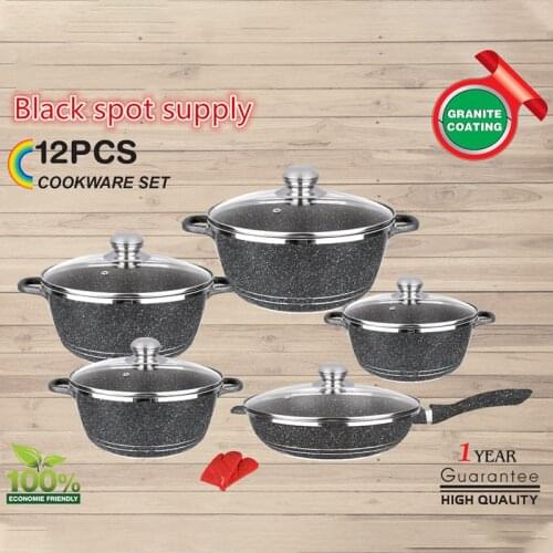 12 Pcs/Set Rachael Ray Cucina Nonstick Cookware Pots And Pans Set Aluminum Pan Maifan Stone Set Cookware Non-Stick Frying Pans