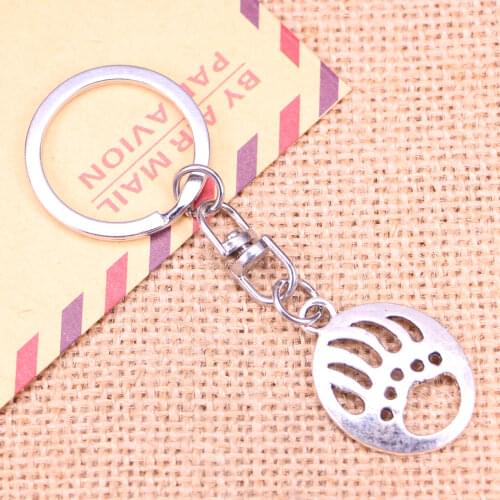 20pcs New Fashion Keychain 30x22mm bear paw Pendants DIY Men Jewelry Car Key Chain Ring Holder Souvenir For Gift