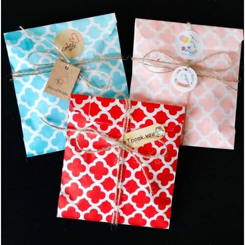 25pcs Colorful Paper Bags Clover Chevron Candy Cookie Gift Packaging Bags DIY Wedding Birthay Party Invitation Gift Envelope