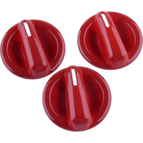 3Pcs Car ABS Air Conditioning AC Switch Knob Covers Trims Red Fit For Jeep Wrangler JK 2007 2008 2009 2010