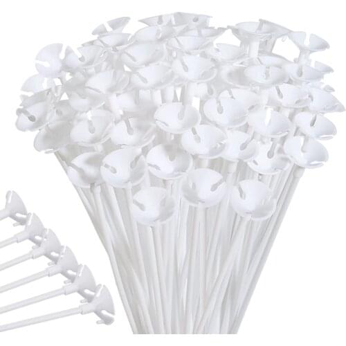 50/100 PCS Birthday Balloon Holder DIY Wedding White Column Stand Acrylic Decorative Sticks Fixing Easy Apply Party