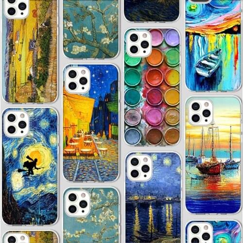 Ciciber Art Oil Painting Case for Iphone 12 Case for IPhone 12 11 Pro XR 7 X XS Max Mini 8 6 6S Plus 5 5S SE 2020 Silicone Cover